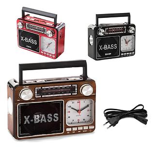 Rádio Bluetooth Com Lanterna E Relógio Fm Am Sw Usb Sd Aux