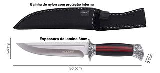 Faca Churrasco Trilha Camping Militar Pesca Lamina Afiada Cor Prata