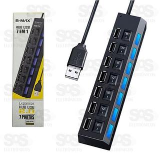 Hub 7 Portas USB 2.0 Com LED B-Max BM-8638