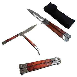 Canivete Butterfly Com Acabamento em Madeira